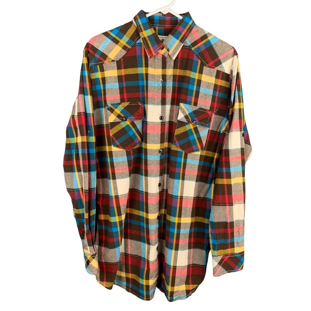 Matchstick Argus Flannel Men's L Multicolor Plaid Longsleeve Button Up